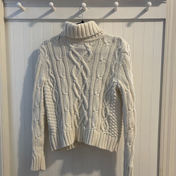 Land’s End Drifter Cozy Cable Knit Turtleneck Sweater - Cream - Picture 5 of 5